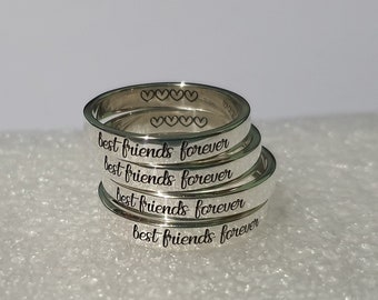 3mm benutzerdefinierter BEST FRIEND RING Geschenk für beste Freundin Bff Ring für Freundschaftsring personalisiere graviertes Sterling Silber Ring am besten für Team Ring