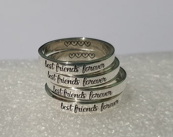 3mm custom BEST FRIEND RING gift for best friend bff ring for friendship can personalize engraved sterling silver ring best for team ring