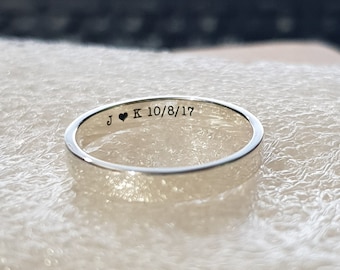 3mm personalized engraved HIDDEN MESSAGE RING dainty custom name date initail message engravable ring for everyday ring engraved secret ring