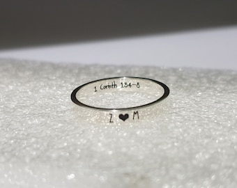 ANELLO CON INCISIONE PERSONALIZZATA DA 3 MM, anello con incisione in argento sterling, anello con incisione in argento per donna, anello personalizzato, anello con nome in argento per donna personalizzato