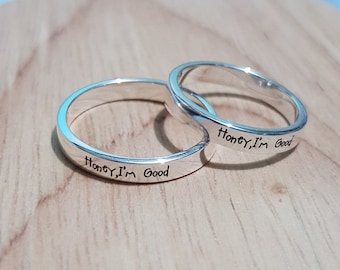 3 mm PARRINGAR, PERSONLIG Silverring, Anpassad graverad ring, Sterlingsilver, Löfteringar, Anpassad ring, Anpassad bandring, Namnring
