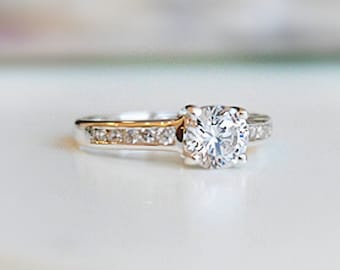 ANELLO DI FIDANZAMENTO CLASSICO da donna, fascia nuziale in zirconia cubica di alta qualità per lei, anello pave Setting cz promise, argento strling massiccio oro