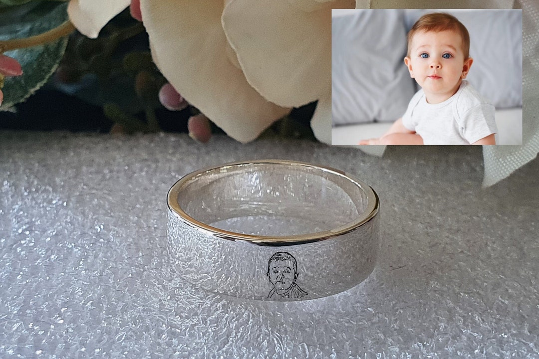 ENGRAVED PHOTO RING, Actual Portrait Ring, Personalized Rings With ...