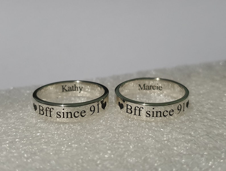 4mm Sterling Silver BEST FRIEND RINGS Personalized Custom Name - Etsy