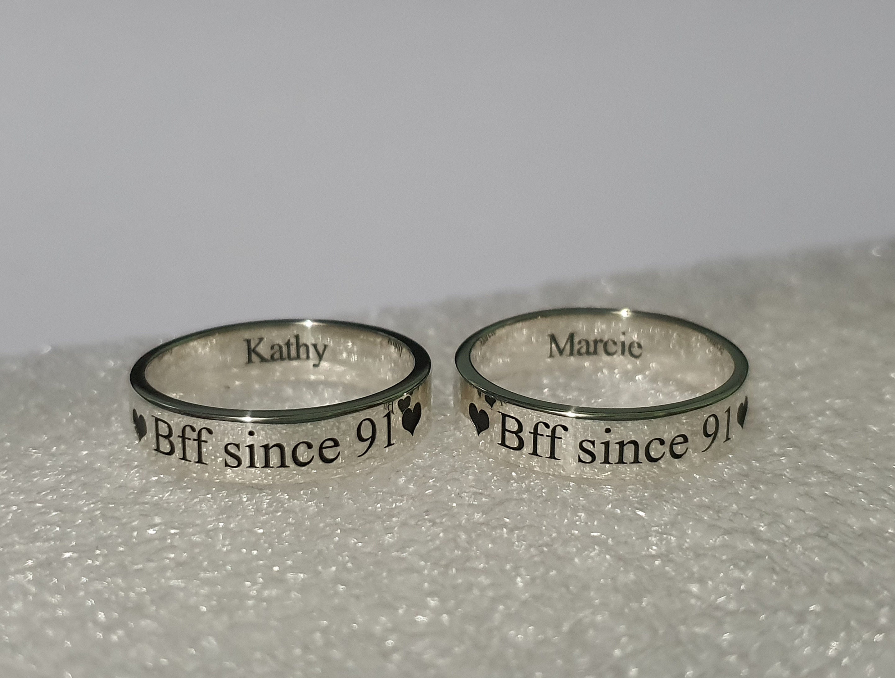 Plain Silver Couple Rings with Name Engraved