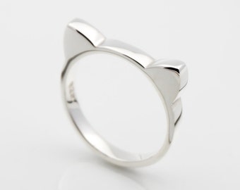 sterling zilveren KITTY CAT RING kat oren ring kitty ring cadeau voor kat minnaar dierlijke ring minimale stapelbare kat dierenliefhebber sieraden kat geheugen