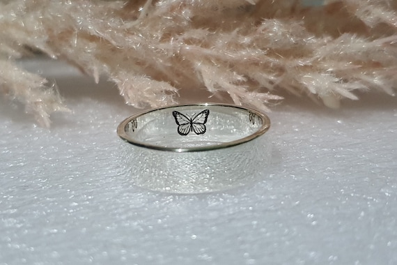 Buy 6mm CUSTOM ENGRAVED RING Wide Butterfly Ring Name