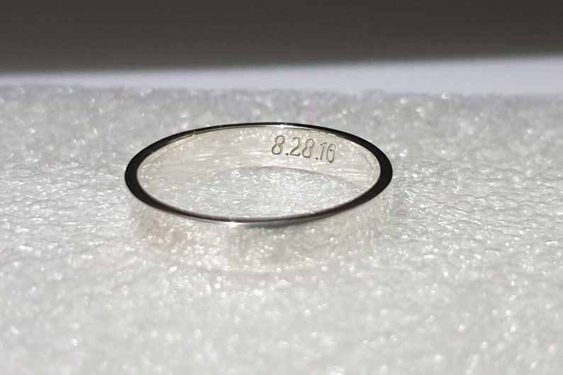 925 Silver ENGRAVED DATE RING Customized Personalized Number Etsy
