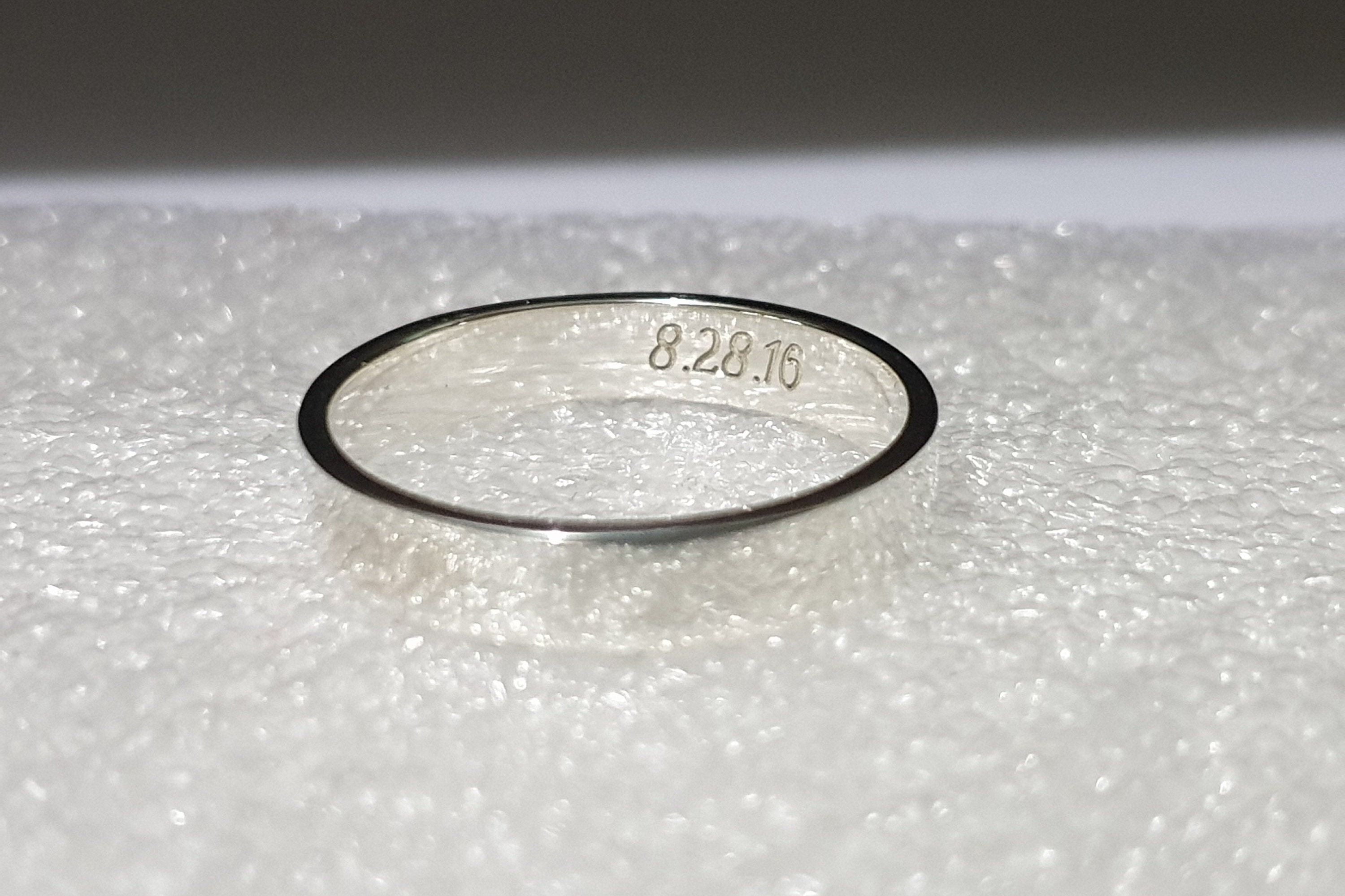 925 silver ENGRAVED DATE RING customized personalized number Etsy