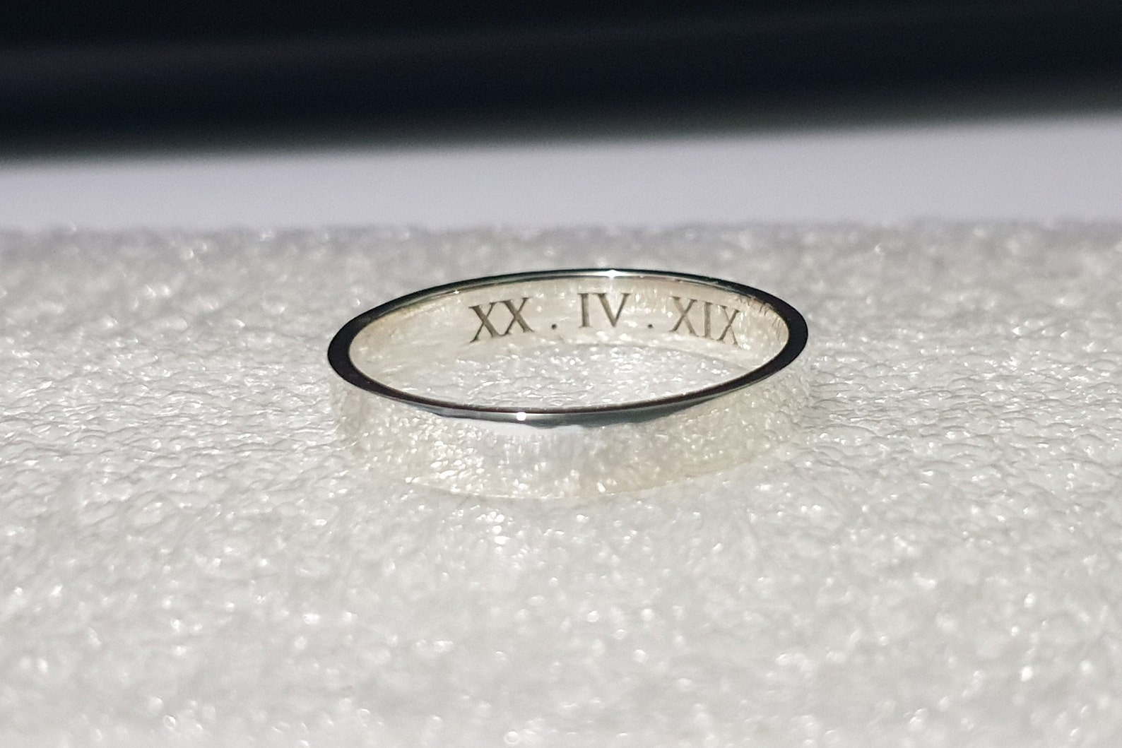 925 Silver ENGRAVED DATE RING Customized Personalized Number Etsy