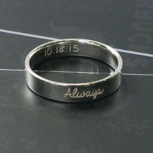 4 mm Ring mit individueller Gravur Name Ring Versprechen immer und für immer personalisieren Gravur Monogramm Anfangshandschrift koordinieren