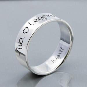 6 mm PERSONALIZED RING with KIDS Name,Custom Engraved, Sterling Silver Ring, Couple Rings,Birthday gifts,Anniversary Present, Wedding bands