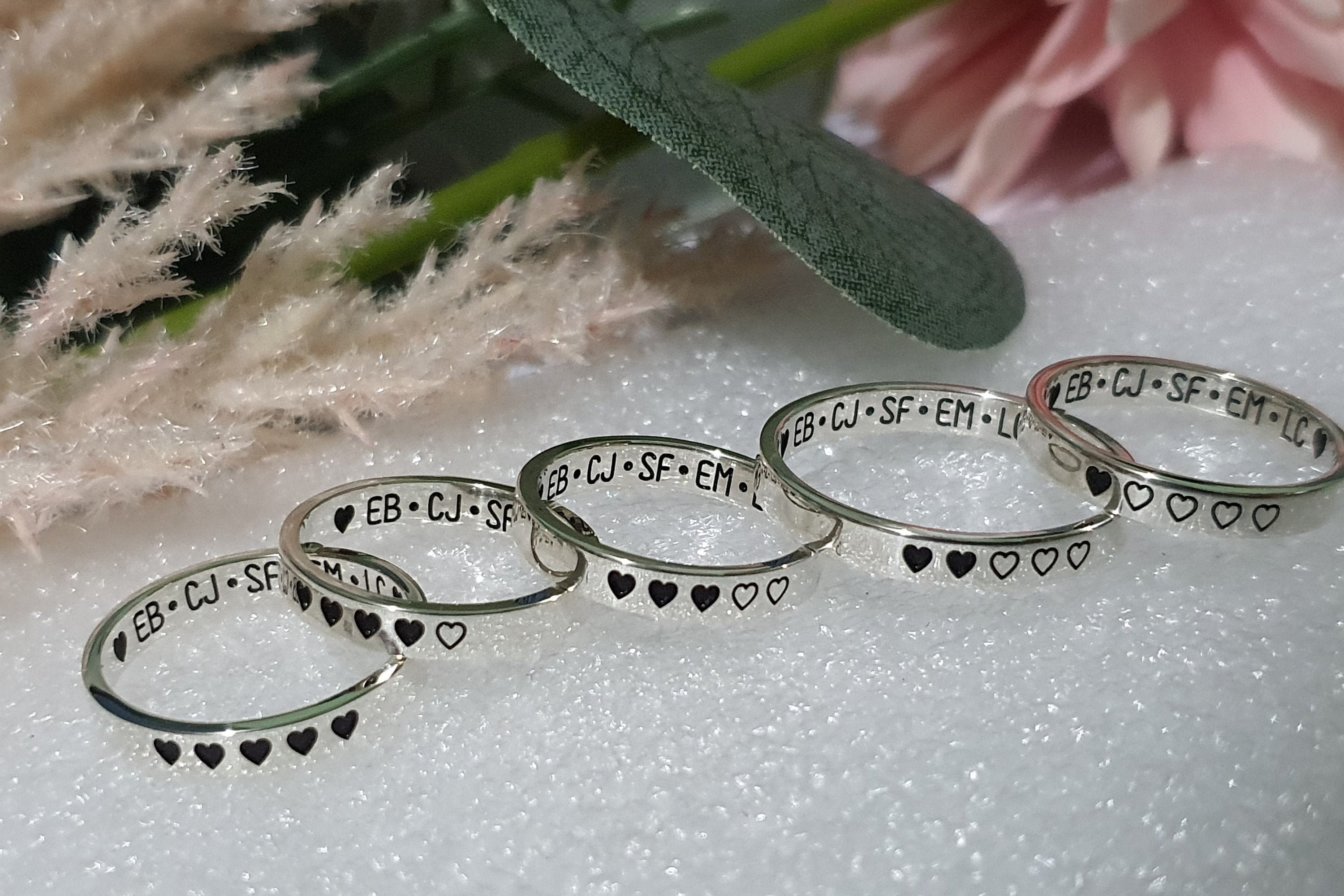 Friendship Rings With Names Custom BEST FRIEND RINGS Engrave Stackable Name Band Birthday Gift for ...