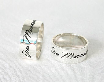 1 CM WIDE RING Band custom engraved ring engagement silver ring name engrave his gift idea Matching Promise Rings for Boyfriend Ring for men