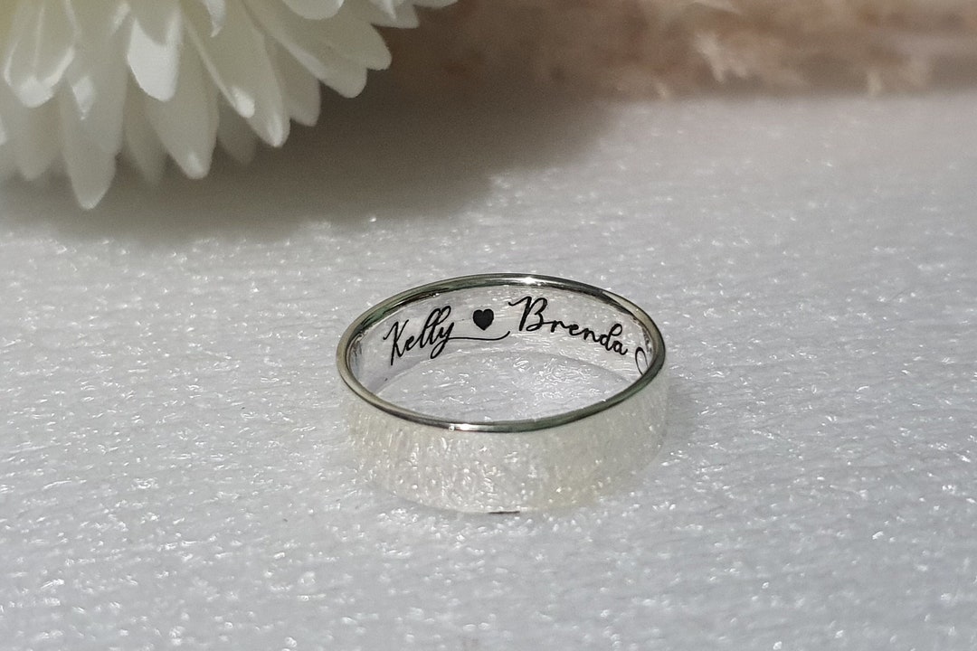 6mm Hidden INSIDE ENGRAVED RING for Men Sterling Silver Thumb Ring