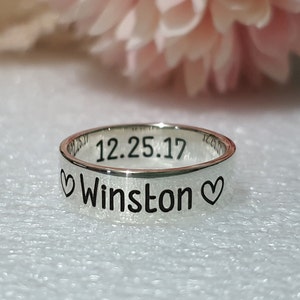 CUSTOM ENGRAVED RING Personalized Name Ring for Men Ring with Name Engraved Promise Ring for His and Her Women Thumb Name Ring with Heart