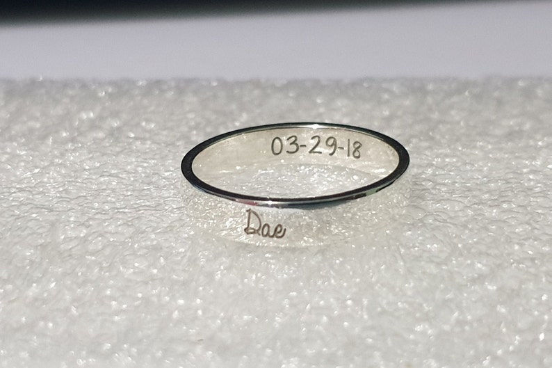 925 Silver ENGRAVED DATE RING Customized Personalized Number Etsy