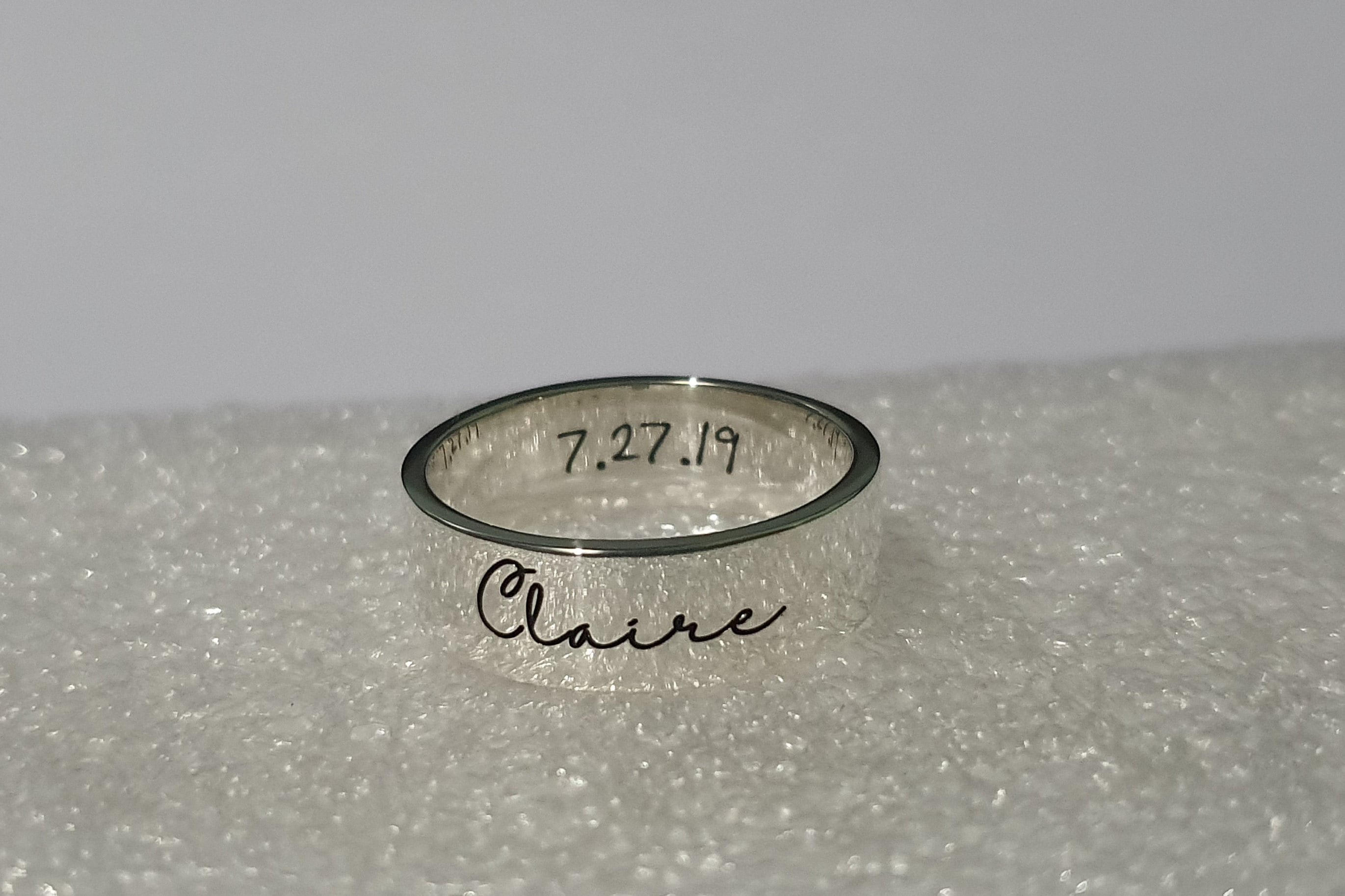 Silver ring for boyfriend with name sale