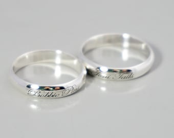4 mm CUSTOM ENGRAVED RING,Silver Ring, Customize Rings,Customizable,Customs Band,Custom Male Band,Custom Ring For Him,Customs Couple Ring