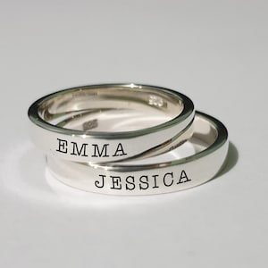 4mm PERSONALIZED NAME RING custom engraved ring sterling silver ring engravable minimal style for men ring for women gift for best friend