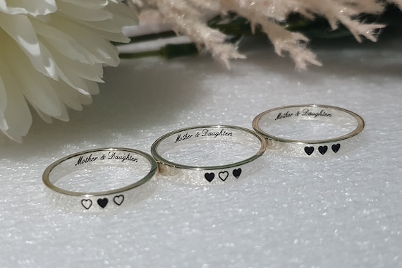 Amazon.com: Personalized Mom Daughter Rings Custom Heart Ring with 1-8  Simulated Birthstones Promise Ring Engraved 1-8 Family Name Ring Jewelry  Gift for Mother's Day(1 stone) : Clothing, Shoes & Jewelry
