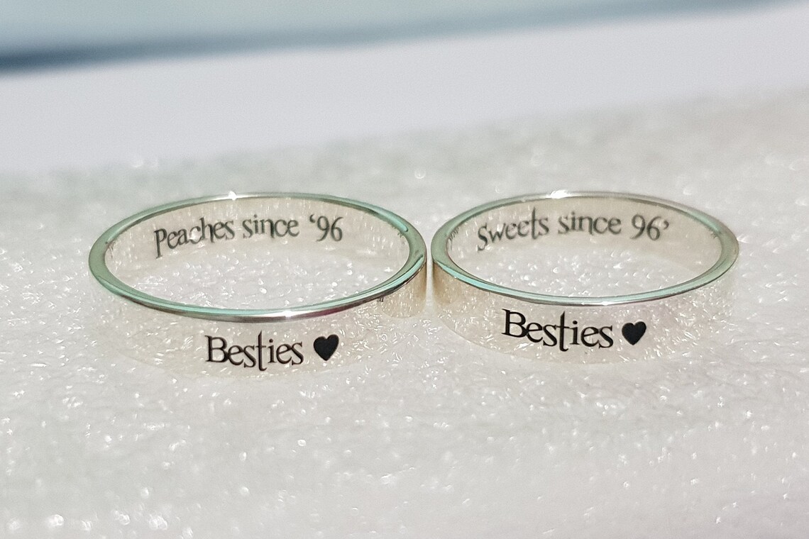 Friendship Rings With Names 4 Mm Sterling Silver BEST FRIEND RINGS Personalized Custom Name ...