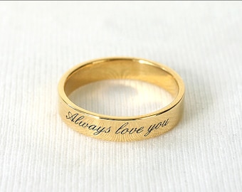 4 mm GOLD PLATED RING Engraved Ring,Personalized ring,Sterling Silver Ring Couple Ring, Mate Ring, Best Present, Ring For Crush,Ring For Her