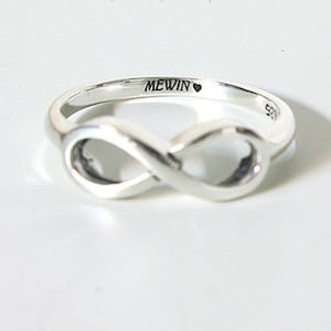INFINITY KNOT RING silver, gold and rose gold personalized engraved name ring for promise ring, anniversary ring or custom wedding ring