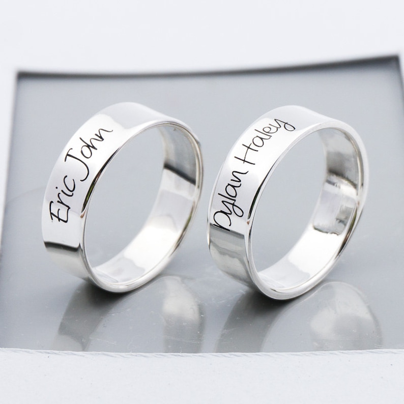 6 mm PERSONALIZED RING for COUPLES Silver Engraved Ring Etsy