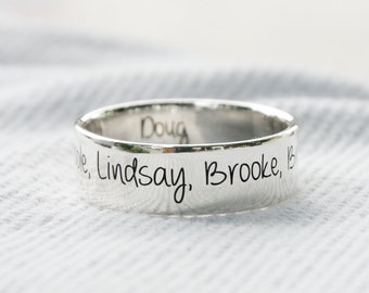 6mm PERSONALIZED RING for HER,Custom Engraved Ring,Family Name Ring,Engravable Rings for Mom,Children name rings for Mother,Anniversary Wife