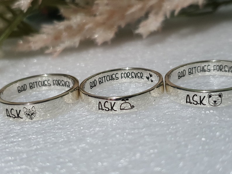 4 Mm Silver BEST FRIEND RINGS for 4 Bff Four Friendship Bestfriend Ring ...