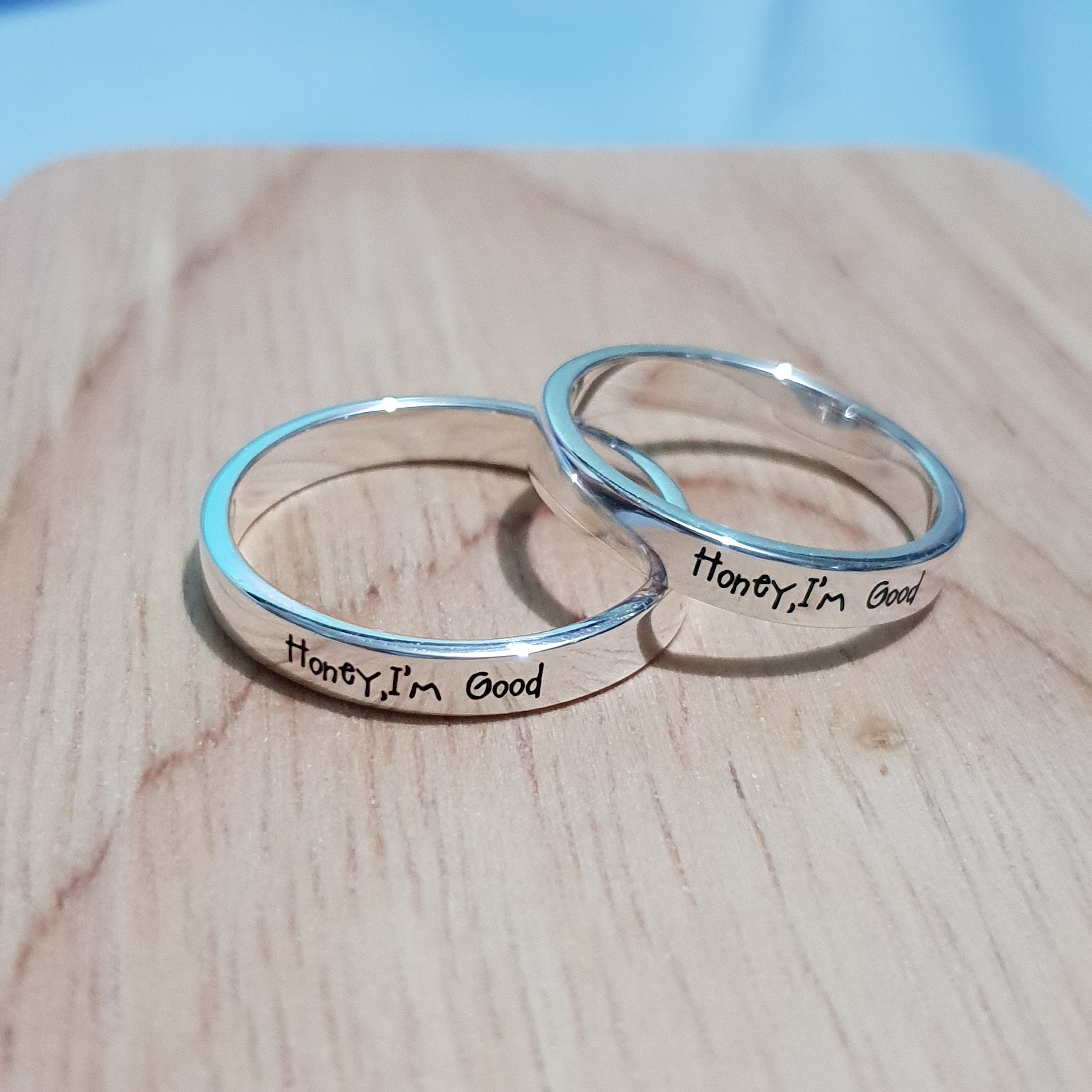 Personalized Rings Engraved Silver Rings Stainless Steel Ring His Hers  Couple Ring Set Custom Engraved Ring Promise Ring Silver Wedding Band - Etsy