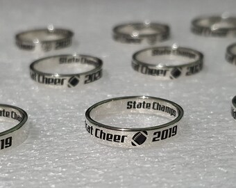 CUSTOMIZED TEAM GIFT custom ring engraved team member name word logo for cheerleader sport team soccer baseball basketball football or coach