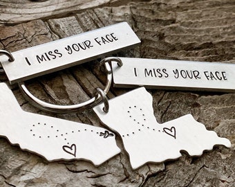 Long Distance Relationship Gift Boyfriend Gift Girlfriend Gift Going Away Gift Best Friends Gift State Keychain Long Distance Boyfriend Gift