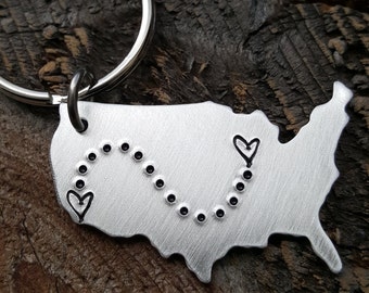 Best Friend gift Long Distance Friendship State keychain USA Map Keychain Long Distance Relationship gift couples gift girlfriend gift BFF