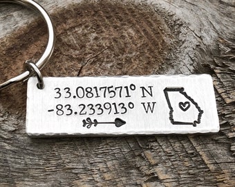 Coordinates keychain, coordinates keychain for men, coordinates gift for men, coordinate keychain, coordinate gift for men