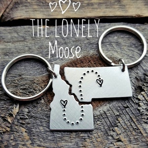 Pick ANY 2 State Keychain Set personalized hand stamped gift long distance relationship gift couples gift boyfriend girlfriend gift BFF gift image 3