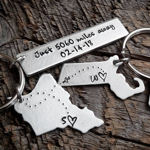 Long Distance Keychain Anniversary Gift for Boyfriend Coordinate Keychain Long Distance Relationship Couple Keychains Miles Away Gift