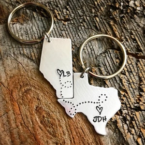 USA and Canada Keychains, Long distance relationship Quebec keychain Ontario keychain Alberta Keychain British Columbia Province Keychain image 2