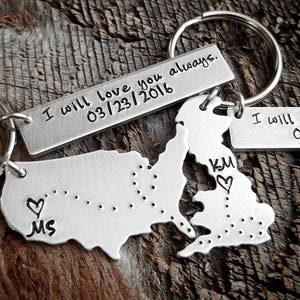 Relation longue distance, porte-clés de la carte de l'État, cadeau LDR meilleur ami, cadeau de départ pour l'université, cadeau d'épouse d'un pilote, hôtesse de l'air