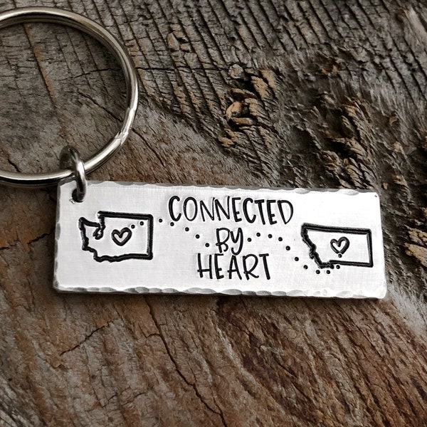 Long Distance Friendship Gift, Best Friend Keychain, Bestie Gift Keychain, Sisters Gift Keychain, Connected by Heart You're my person gift
