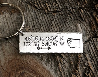 Personalized Gifts Coordinate Keychain Long Distance Relationship gift Coordinates Gift Boyfriend Gift Girlfriend Gift Anniversary Gift Her