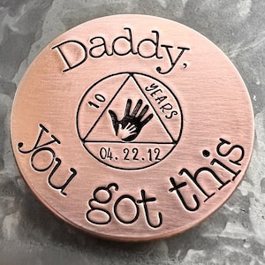 Cadeau de sobriété pour papa, cadeau de sobriété pour maman, cadeau de sobriété pour un enfant. Papa sobre, maman sobre, pièce de sobriété, jeton, jeton, récupération