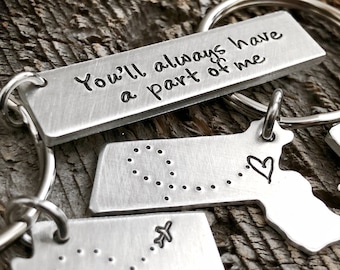 Long Distance Relationship Gift Boyfriend Gift Girlfriend Gift Going Away Gift Best Friends Gift State Keychain Long Distance Boyfriend Gift