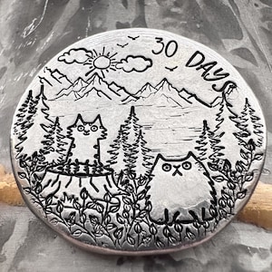 Sober Sister Kitty Sobriety Token, Sobriety Gift for Mom, Sobriety gift for Girlfriend, One Day At A Time, Inspirational Gift for Her Wife