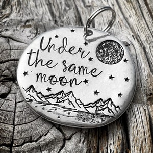 Long Distance Relationship Gift Valentines day gift for boyfriend Under The same moon gift Gift for Him Gift for Her Moon Keychain Mountains