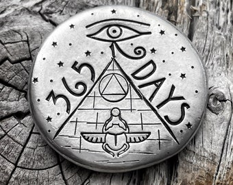 Sobriety token, sobriety coin, recovery token, recovery coin, sobriety chip, recovery chip, 365 days sober, 1 year sober, AA Medallion