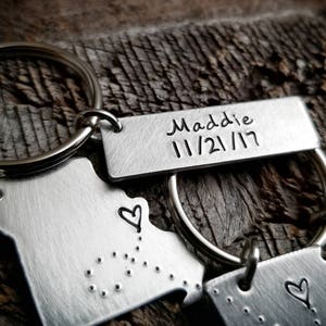 Long distance boyfriend gift, Long distance girlfriend gift, Coordinate keychains, Going away gift, Long distance relationship gift idea