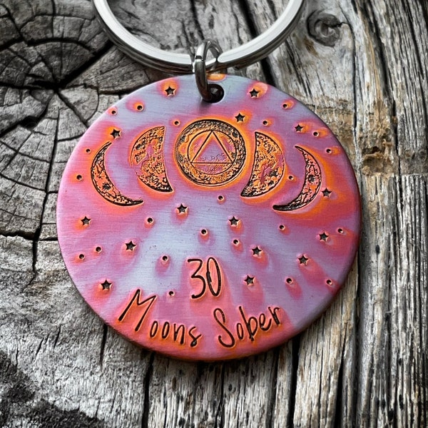 Patinated Copper Sobriety Keychain