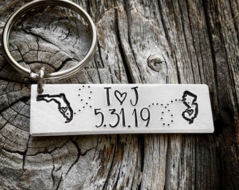 Long distance couples gift, long distance keychain, for her, for him, for boyfriend, for girlfriend, long distance relationship, date
